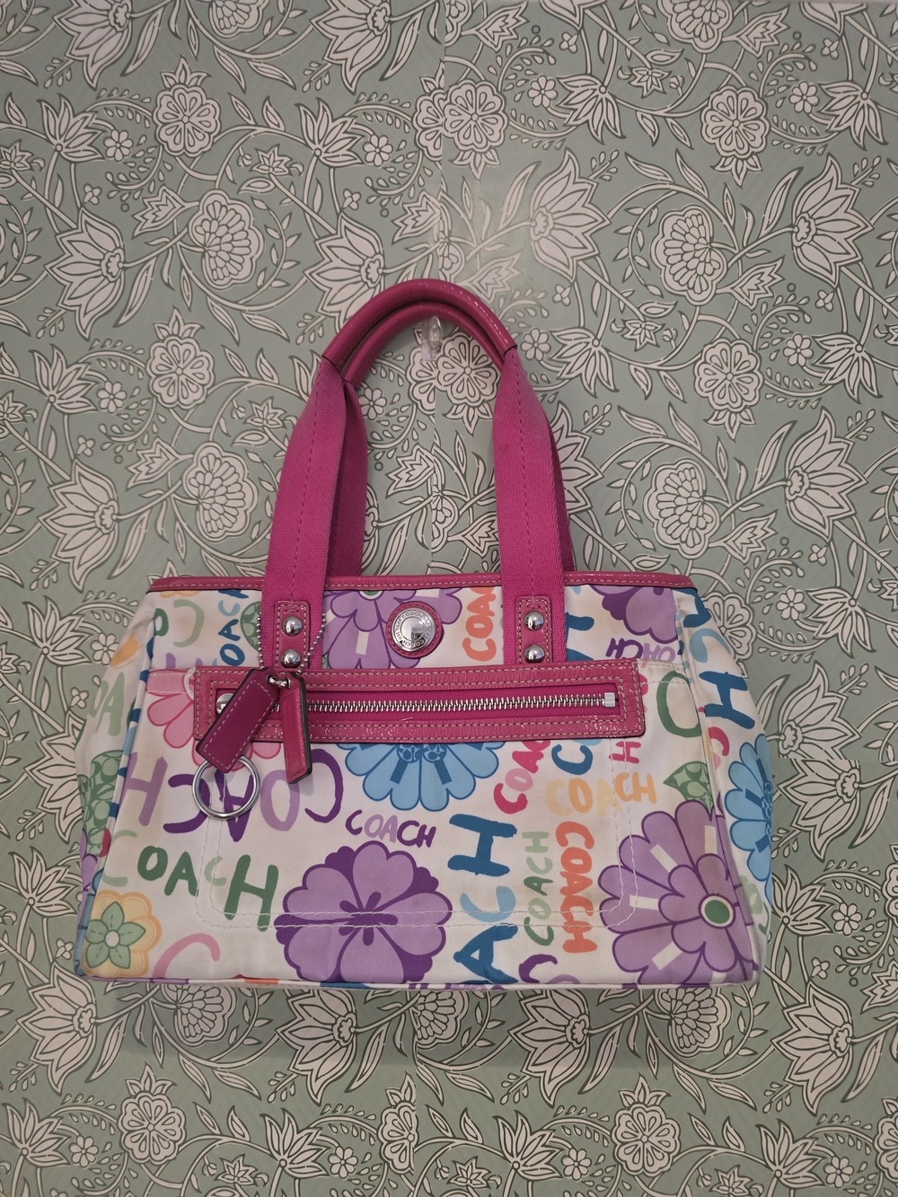 Authentic Vintage Y2K-era Coach Daisy Floral Graffiti Satchel Tote Bag